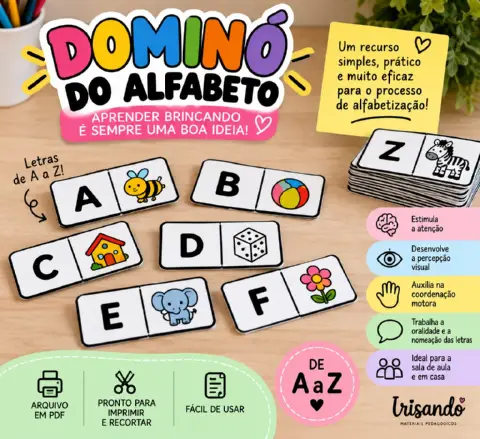 🔤 DOMINÓ DO ALFABETO — APRENDER BRINCANDO! — capa do material