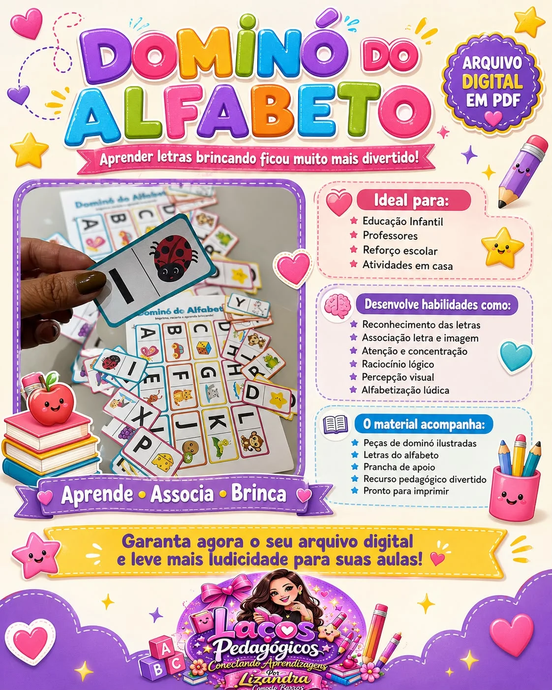 Dominó Do Alfabeto — Alfabetização para Educação Infantil: DOMINÓ DO ALFABETO Aprender letras pode ser muito mais leve,…