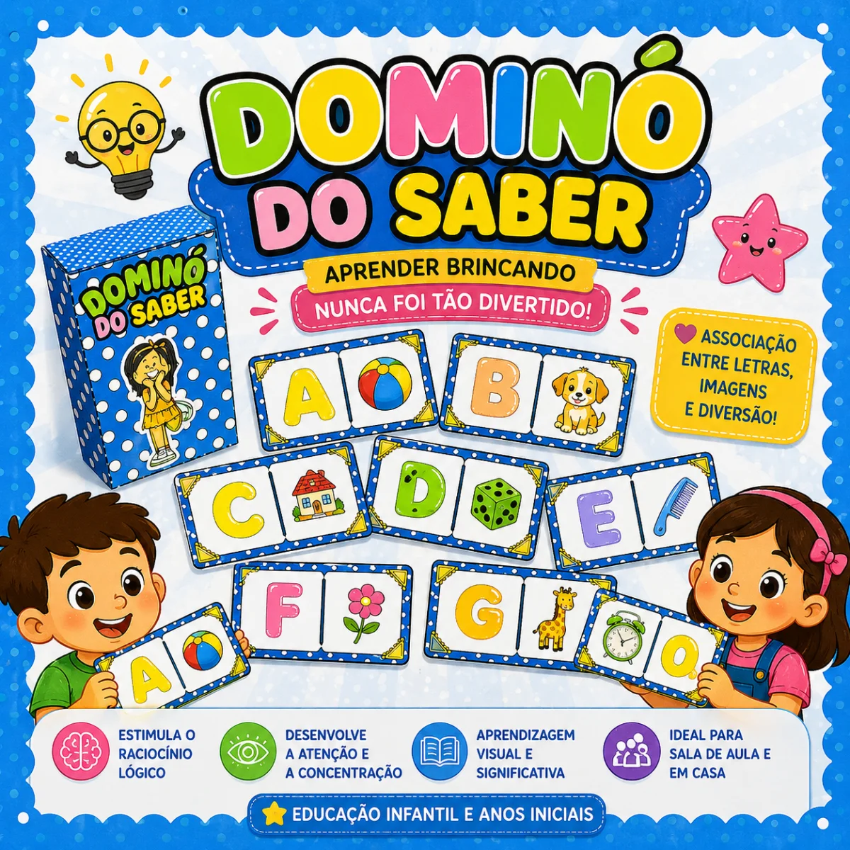 Dominó do Saber – Jogo Lúdico de Alfabetização — Alfabetização para Educação Infantil: Dominó do Saber: recurso lúdico para…
