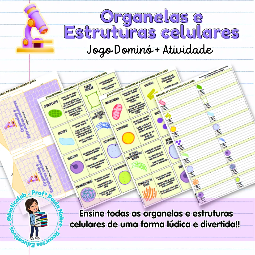 Dominó - Organelas e Estruturas Celulares — Jogos pedagógicos para Todas as séries: 🦠O jogo de dominó é uma ferramenta…
