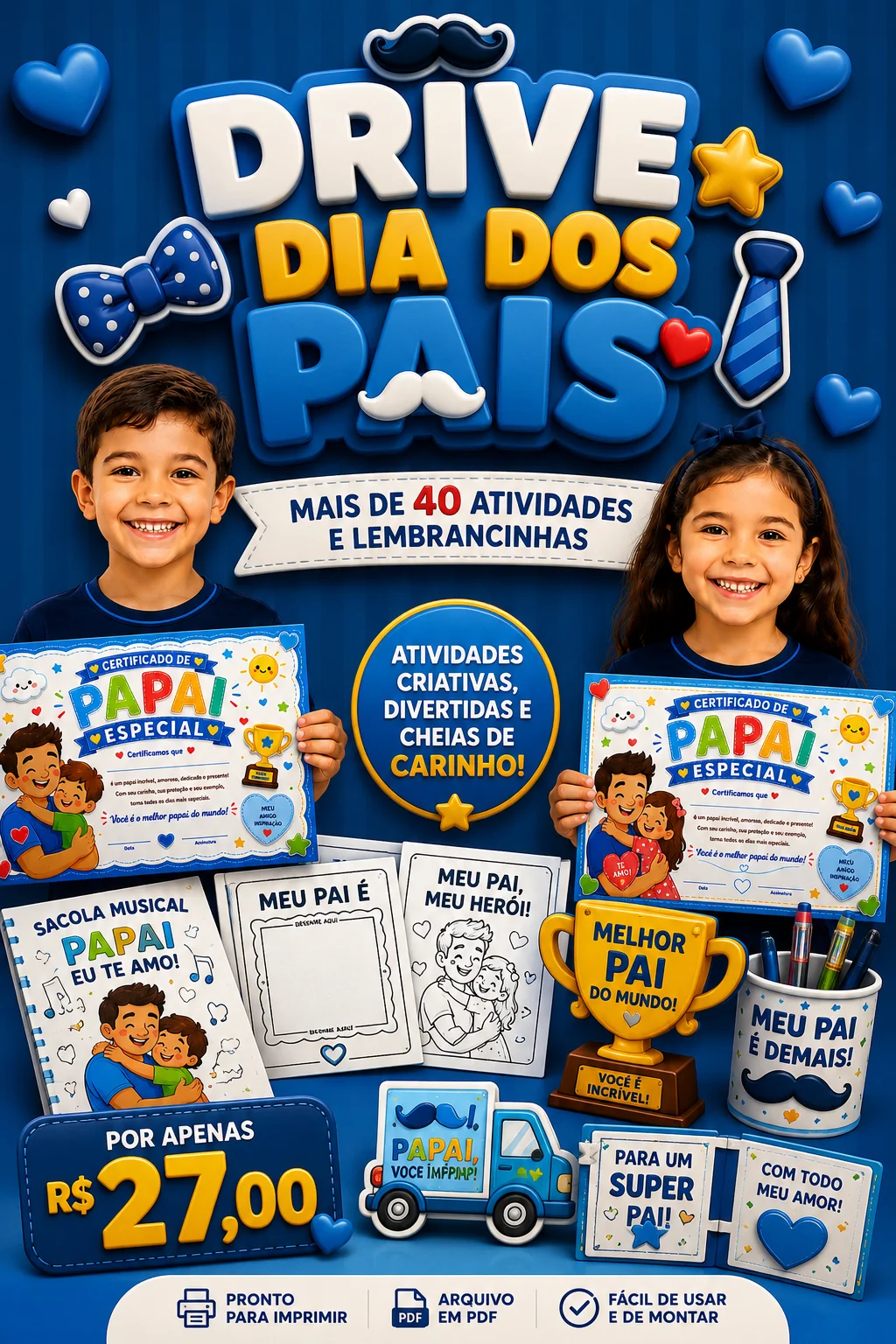 DRIVE DIA DOS PAIS MAIS DE 40 ATIVIDADES E LEMBRANCINHAS — capa do material