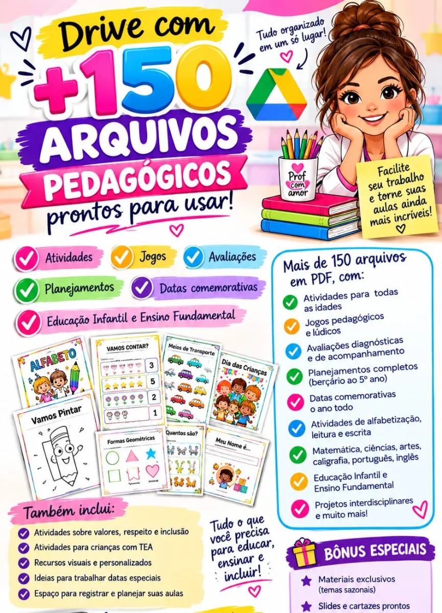 📚 Drive Novembro PLR Total – Arquivos Pedagógicos Prontos💰 — amostra 1: Imagine ter mais de 150 arquivos pedagógicos…