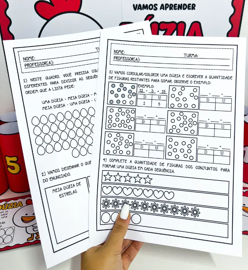 Dúzia e Meia Dúzia: Kit de Matemática em PDF para Imprimir — amostra 6: Trabalhe dúzia e meia dúzia com apoio visual,…