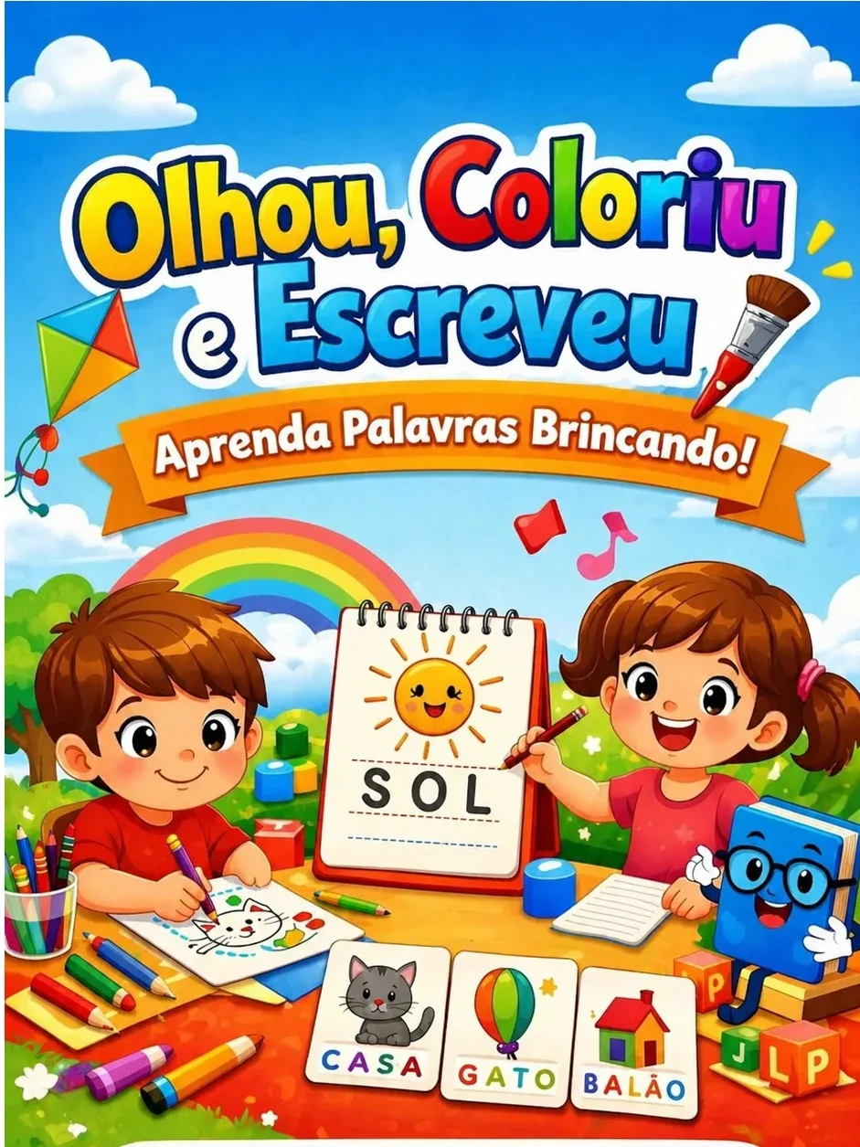 E-book Olhou, Coloriu e Escreveu: Alfabeto e Escrita para Imprimir — amostra 2: Atividades com o alfabeto, desenhos para…
