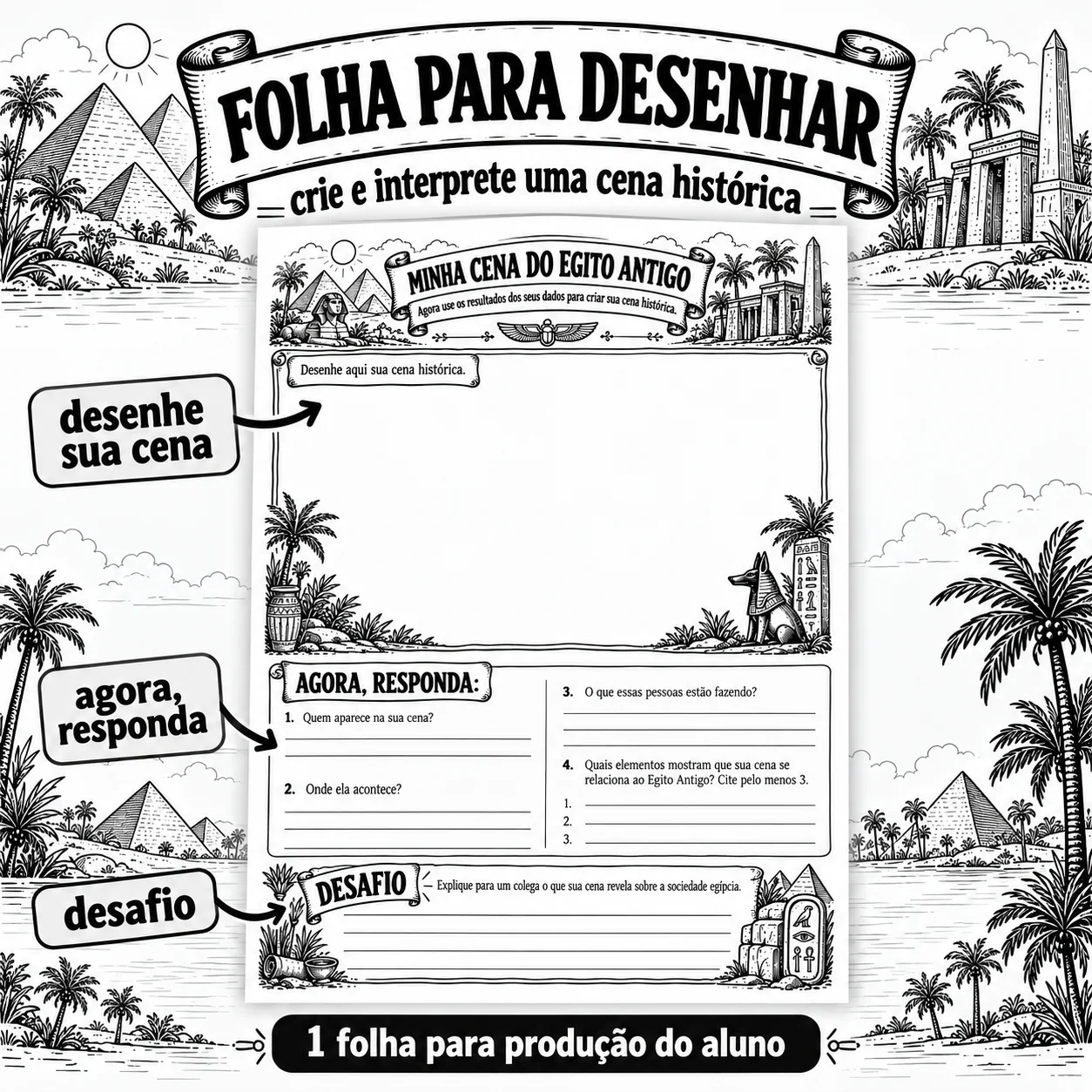 Egito Antigo 6º Ano: Jogo de História com Dado — amostra 6: Atividade sobre Egito Antigo com 54 ilustrações, jogo de dados,…