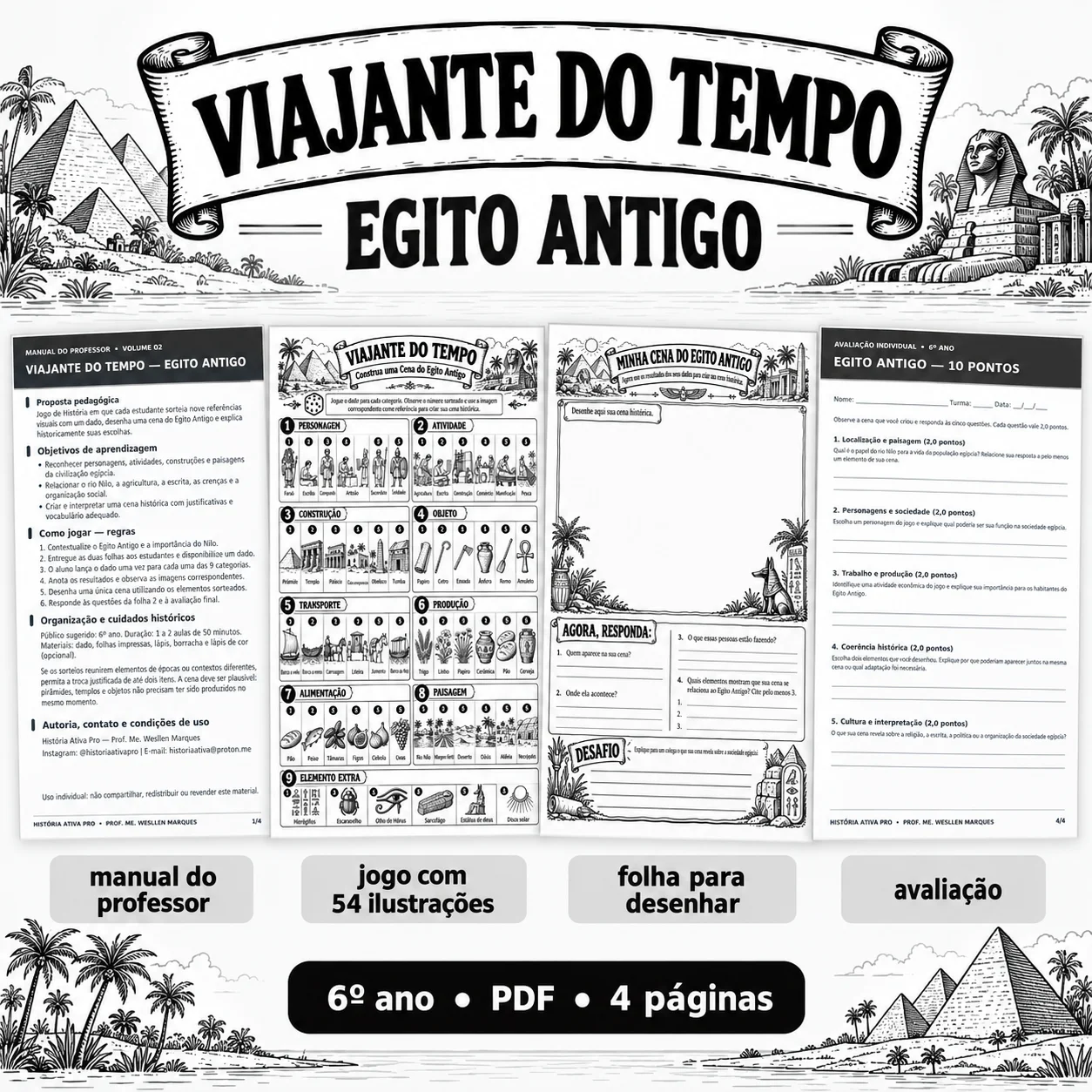 Egito Antigo 6º Ano: Jogo de História com Dado — capa do material