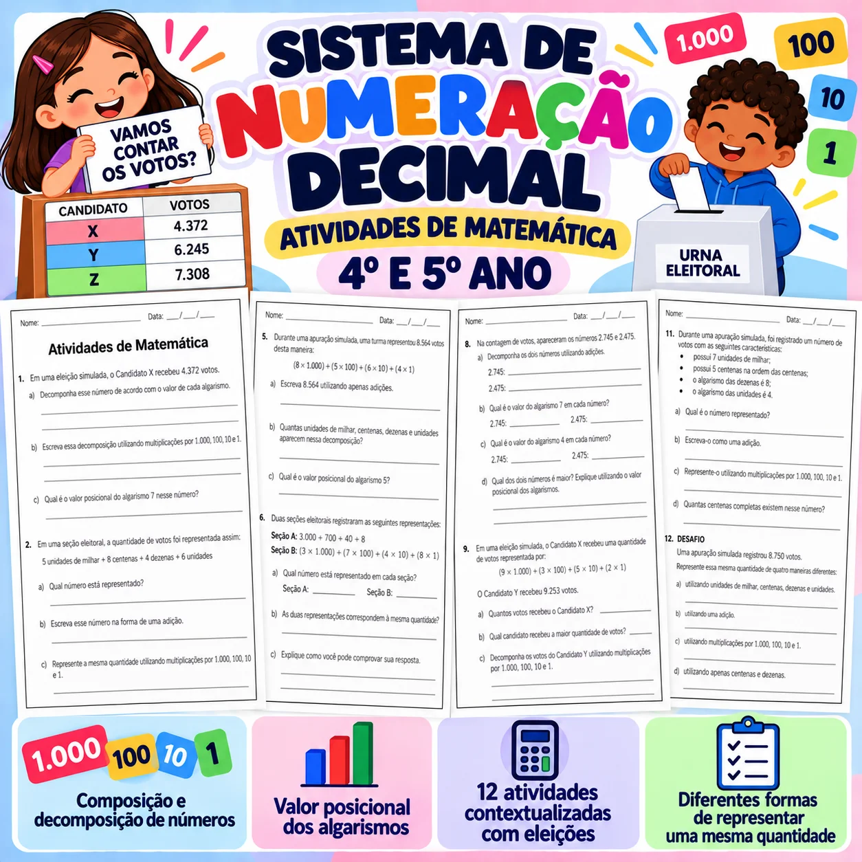 Eleições | 4º e 5º Ano - Sistema de Numeração Decimal — Matemática para 5º ano: Sistema de Numeração Decimal e Eleições |…