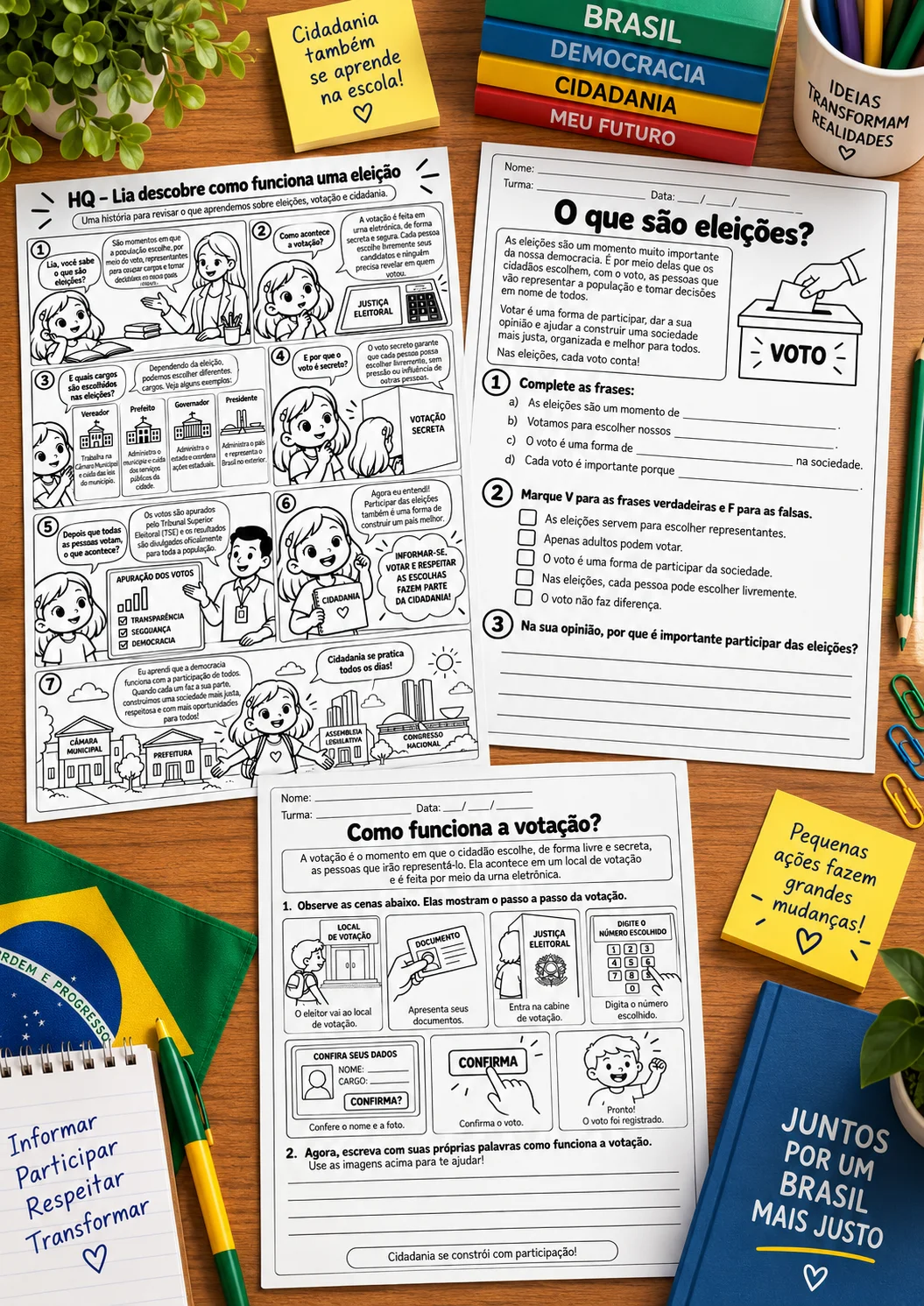 Eleições e Cidadania: atividades pedagógicas sobre as eleições! — amostra 1: Esse é um material pedagógico completo, lúdico…