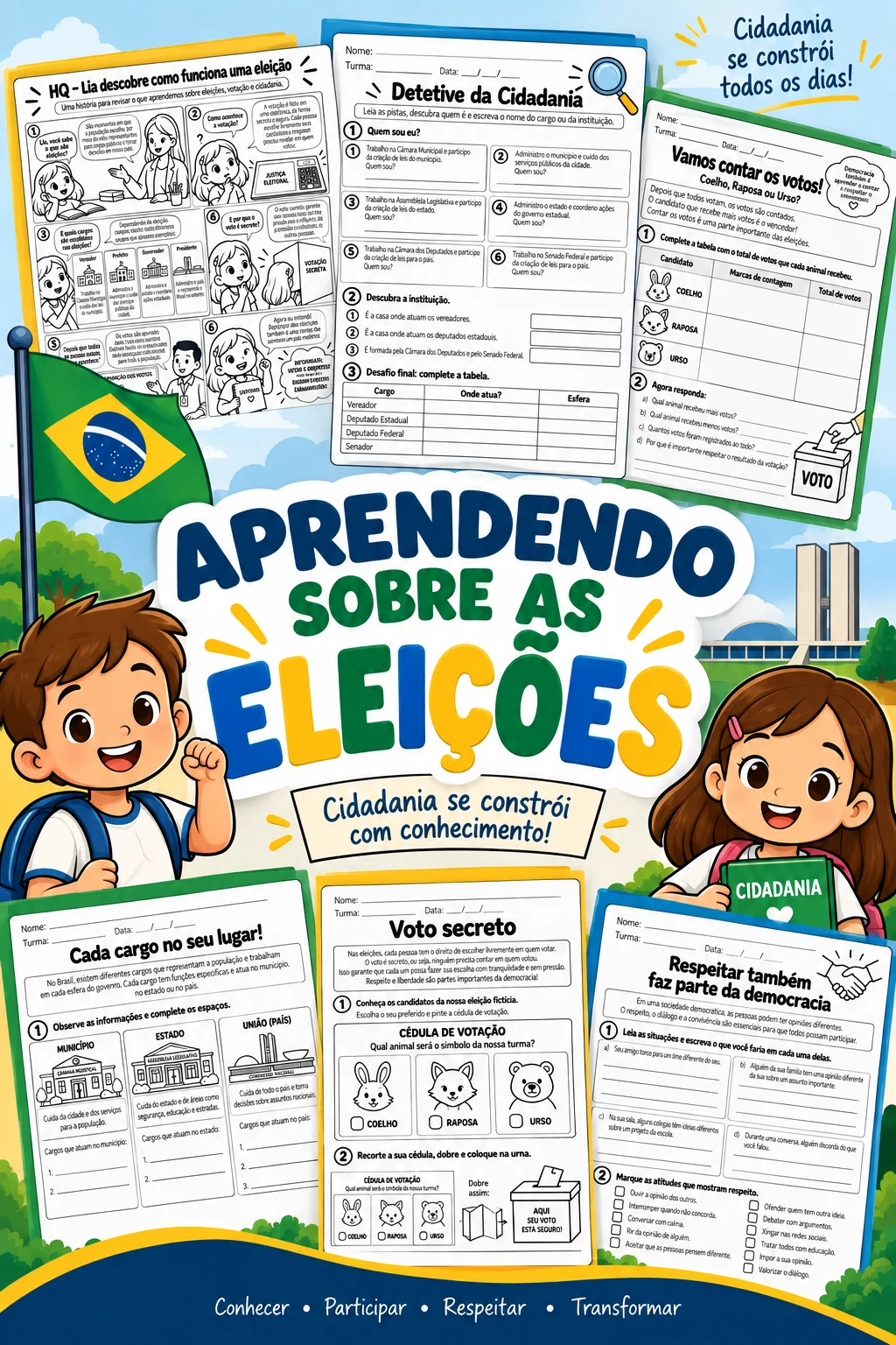 Eleições e Cidadania: atividades pedagógicas sobre as eleições! — capa do material