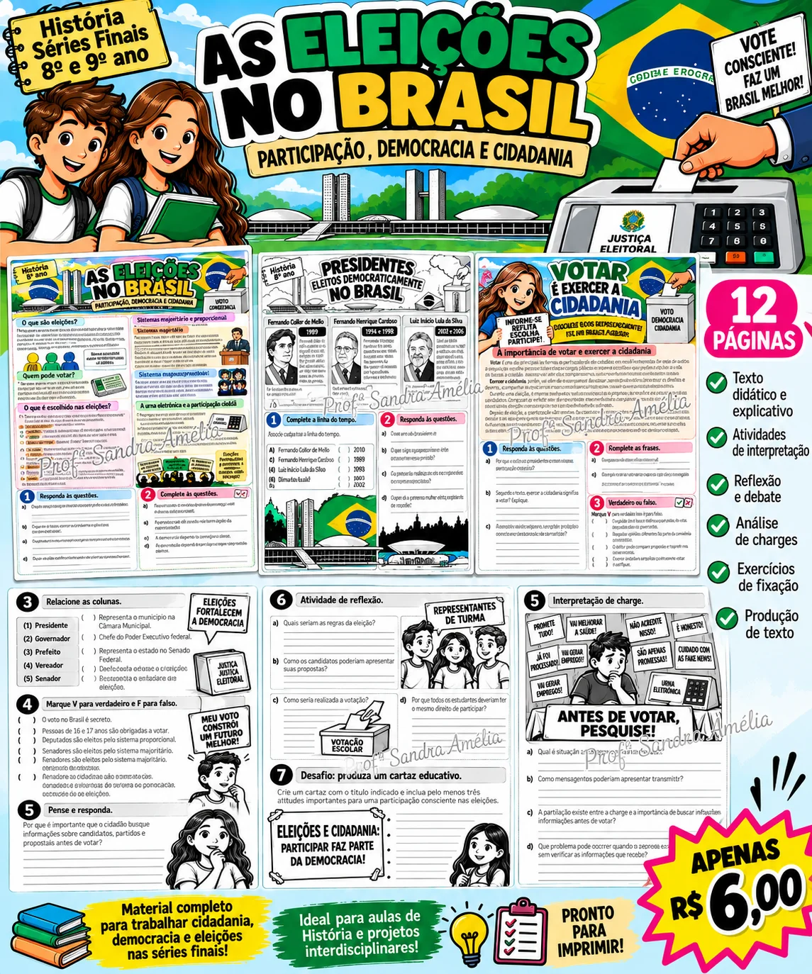 Eleições - Séries Finais – Material Pedagógico — História para Fundamental II (6º–9º): Material de História – Cidadania e…