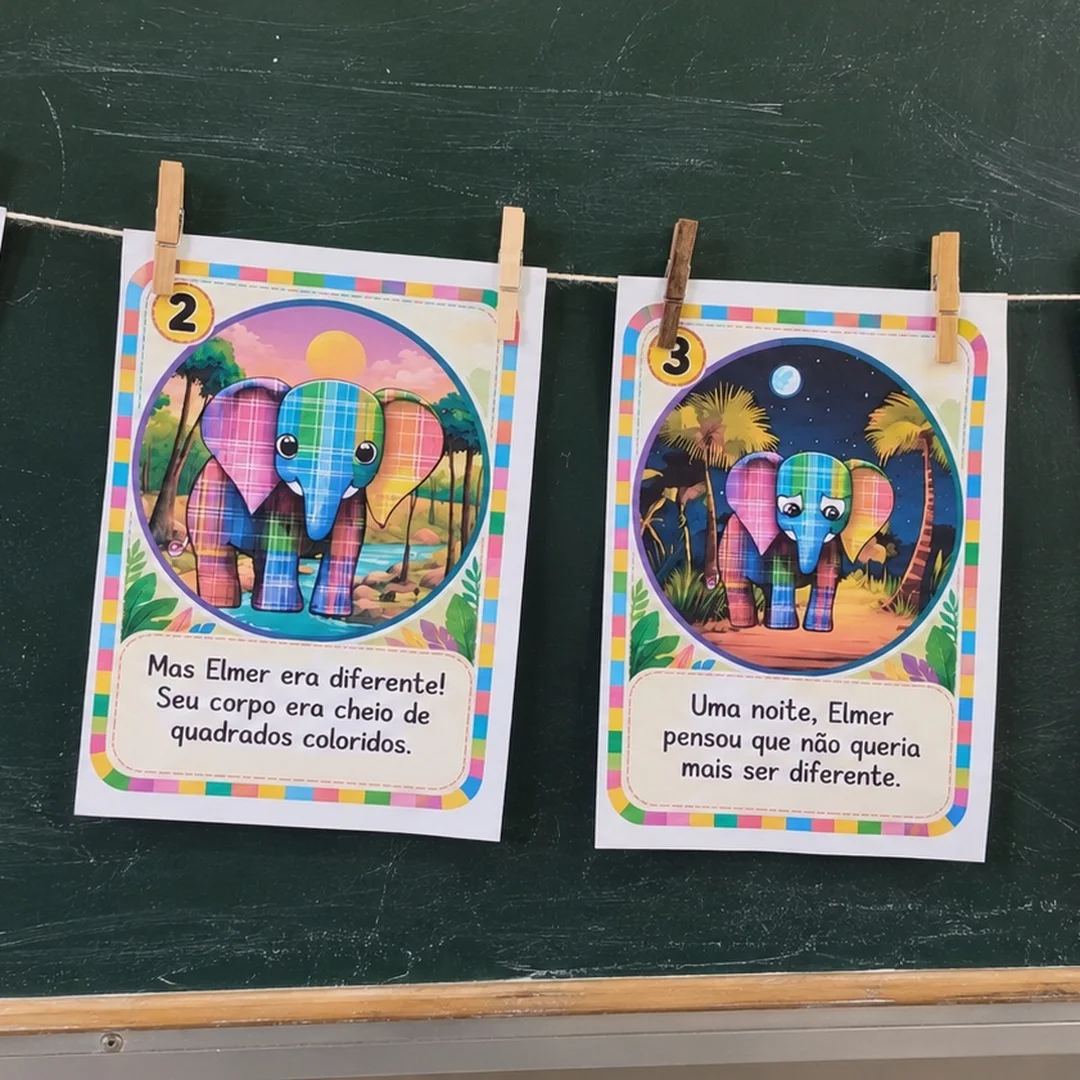 Elmer, o Elefante - kit luva e fichas para conto e reconto de historia — amostra 4: 🎯 Desenvolve: oralidade, imaginação,… Elmer, o Elefante - kit luva e fichas para conto e reconto de historia — amostra 4: 🎯 Desenvolve: oralidade, imaginação,…