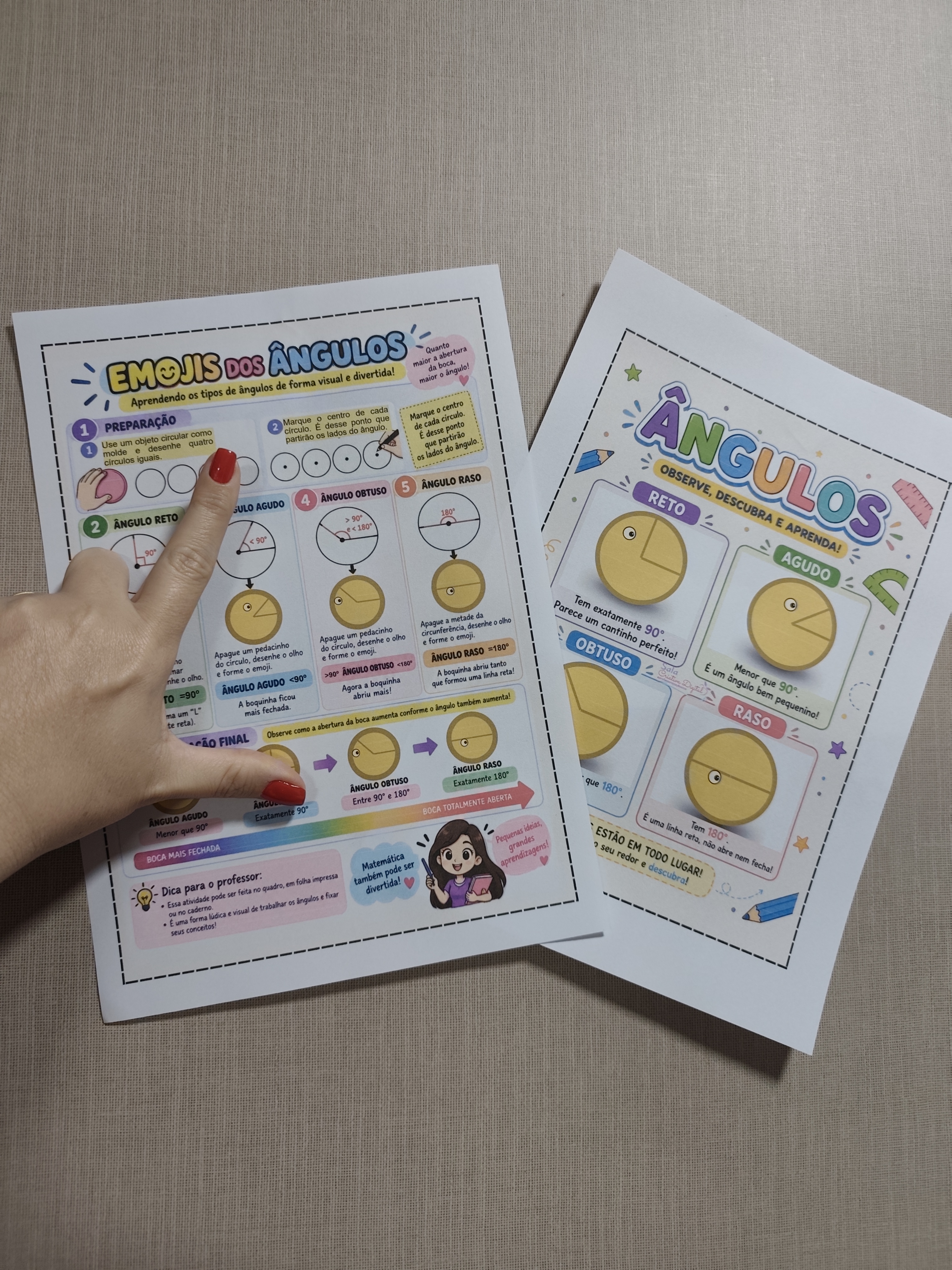 EMOJIS DOS ÂNGULOS – Matemática , 3º, 4º e 5º Ano — amostra 1: Ensine ângulos agudos, retos, obtusos e rasos com emojis
