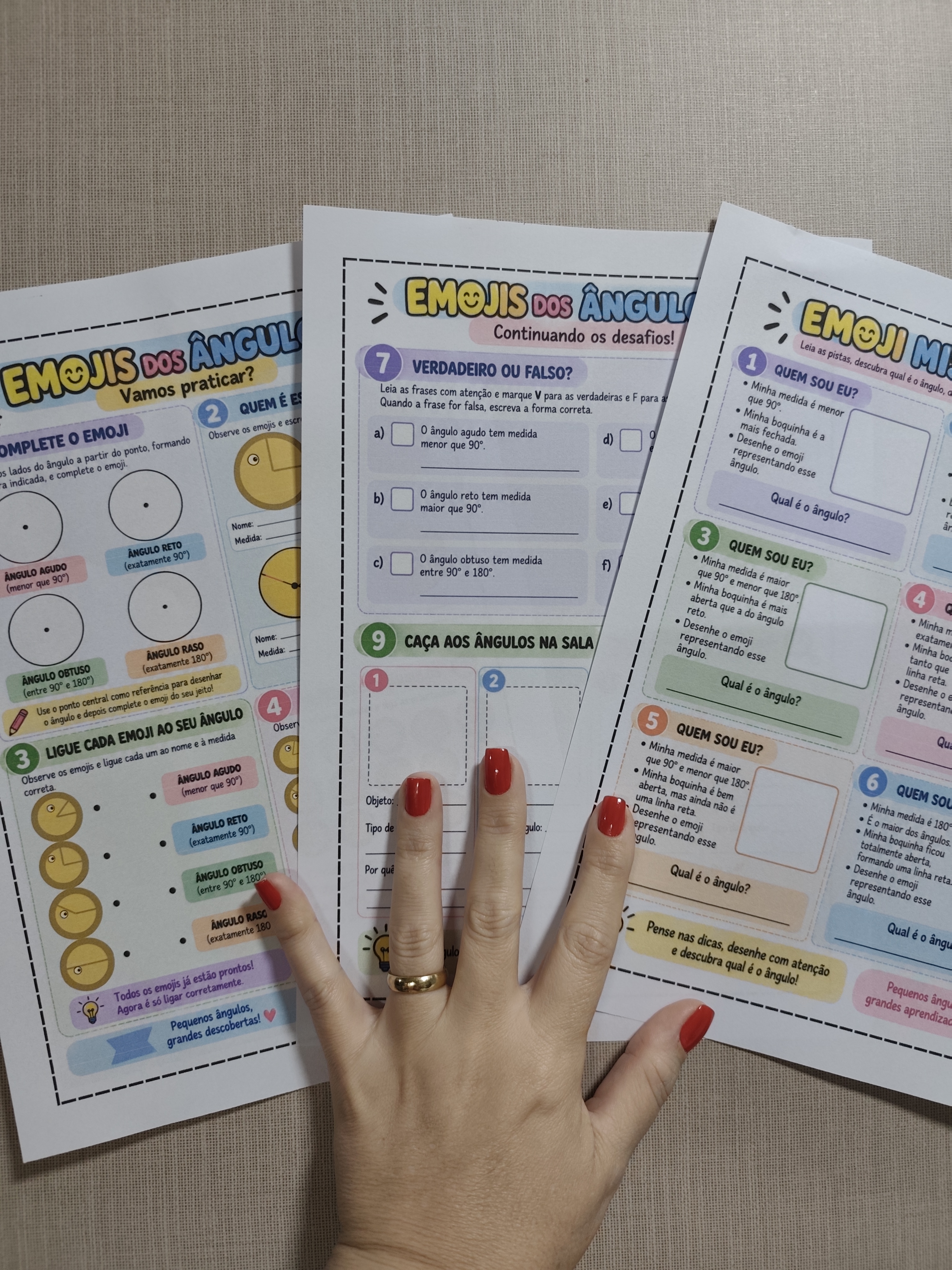EMOJIS DOS ÂNGULOS – Matemática , 3º, 4º e 5º Ano — amostra 2: Ensine ângulos agudos, retos, obtusos e rasos com emojis
