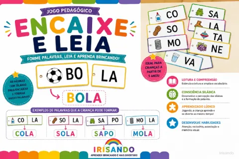 ENCAIXE E LEIA — Jogo Pedagógico de Sílabas e Palavras — amostra 1: Um recurso lúdico desenvolvido para apoiar o processo…