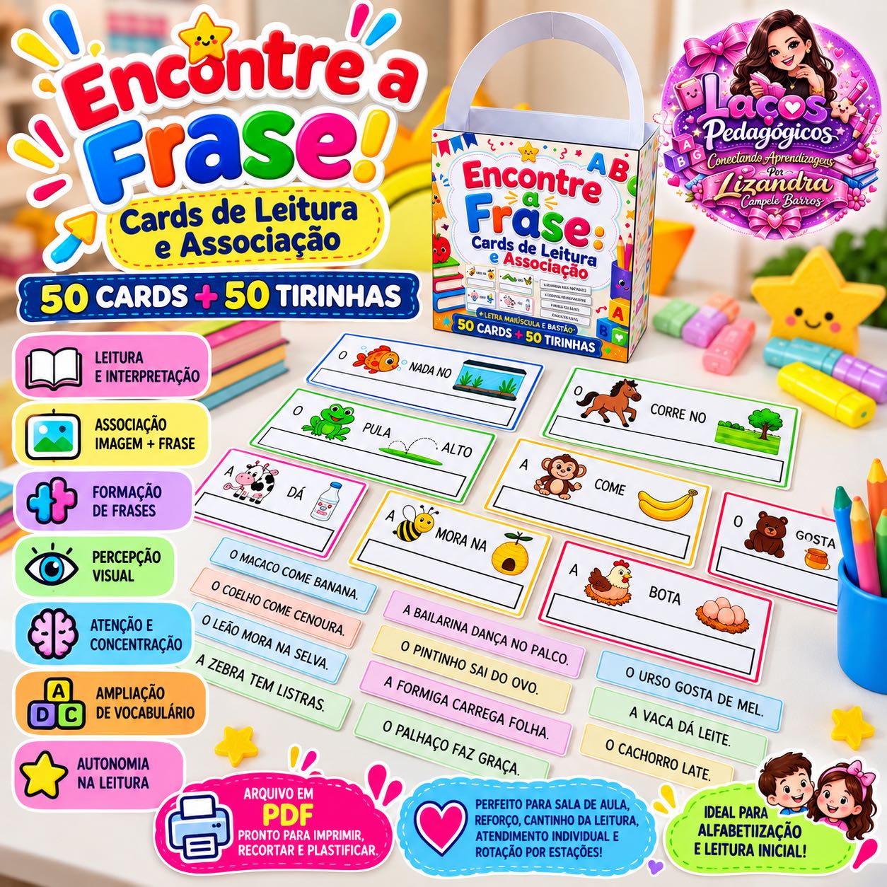 Encontre a Frase – 50 Cards de Leitura e Associação de Imagens — capa do material