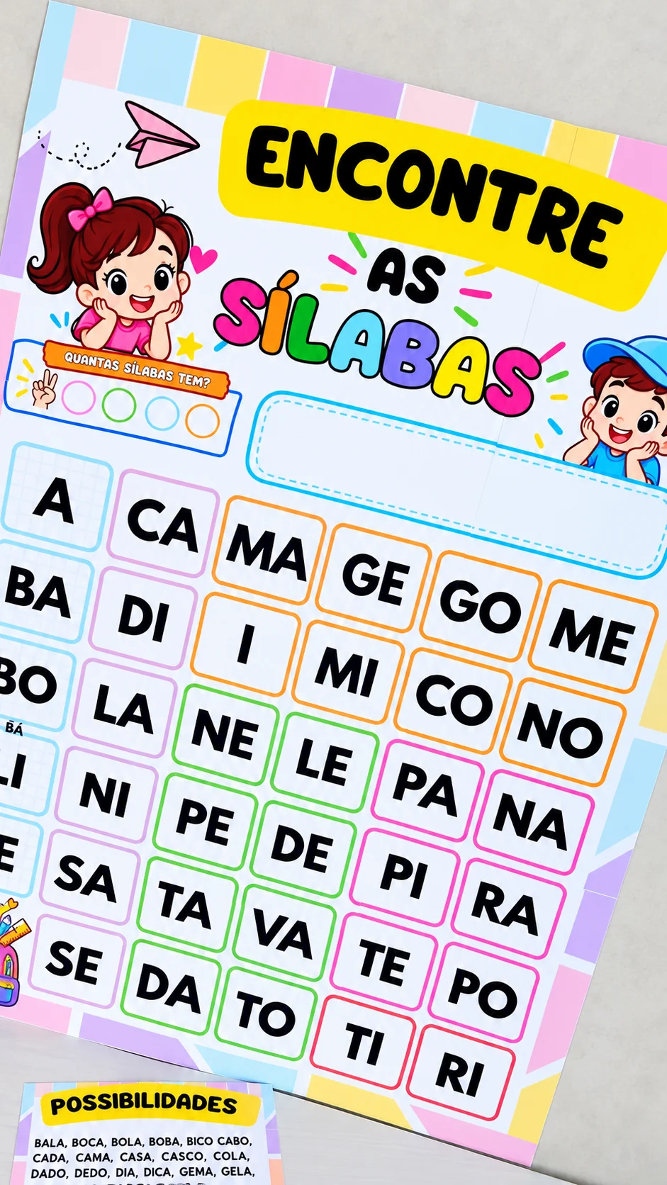 ENCONTRE AS SÍLABAS – RECURSO INTERATIVO DE ALFABETIZAÇÃO — amostra 3: O material acompanha ENCONTRE AS SÍLABAS – RECURSO INTERATIVO DE ALFABETIZAÇÃO — amostra 3: O material acompanha