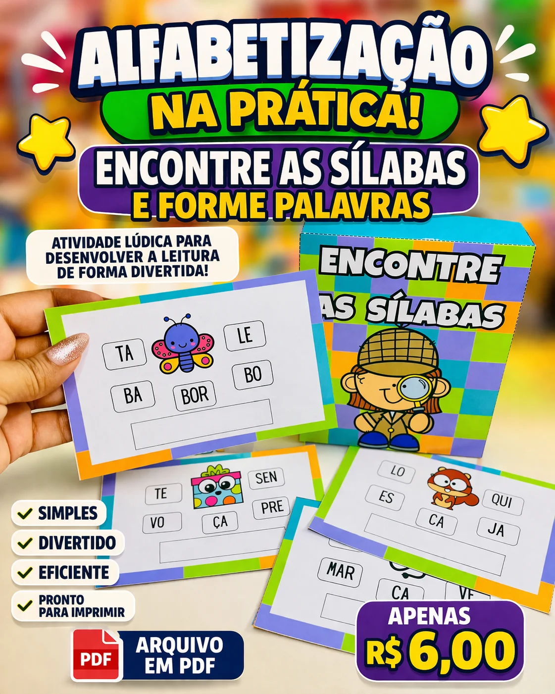 Encontre as sílabas — amostra 5: 📚 Encontre as Sílabas Corretas e Forme Palavras – Aprendizado Divertido e Eficaz