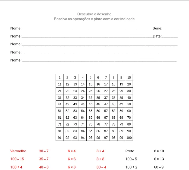 Encontre o desenho — amostra 1: atividade de matematica para o 6 ano encontrar o desenho oculto