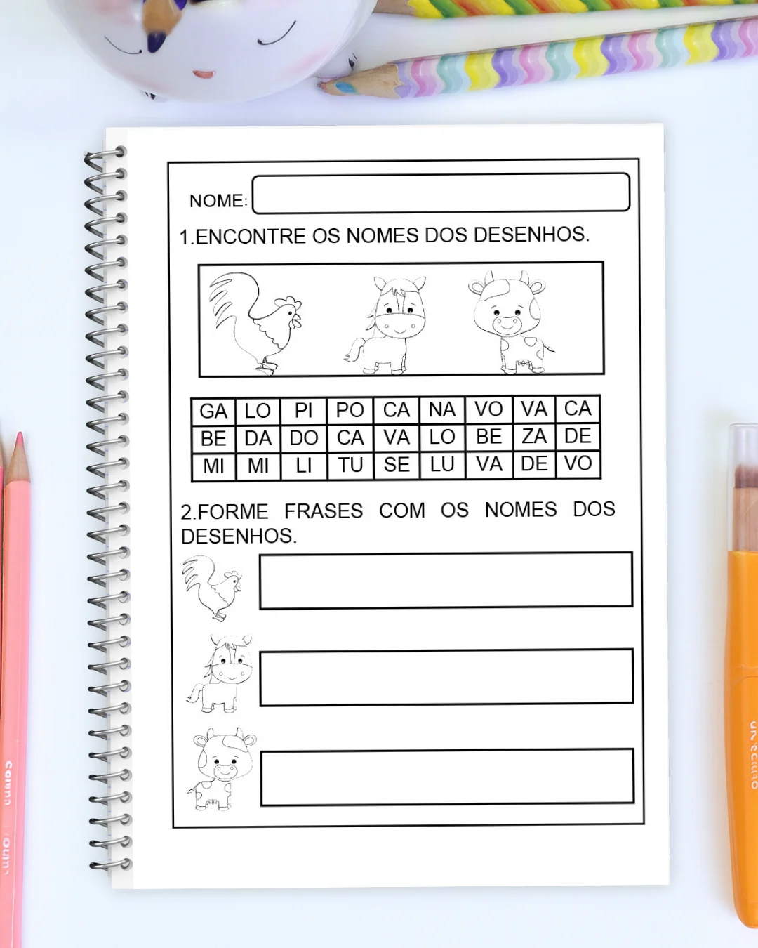 Encontre os Nomes e Forme Frases – Alfabetização -Caça palavras — amostra 6: Atividades de alfabetização para encontrar…