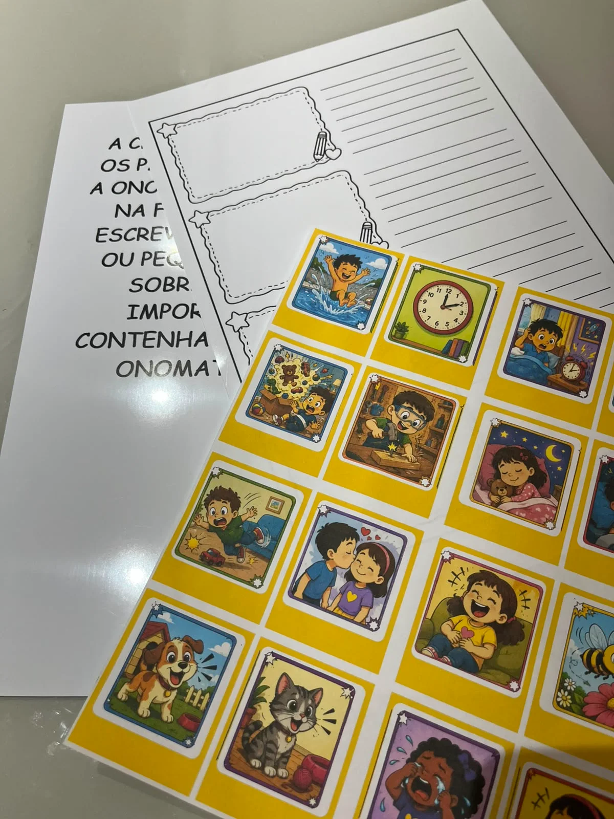 Encontre os Pares – Onomatopeias e Produção Textual — amostra 3: Atividade para associar imagens às onomatopeias e criar…