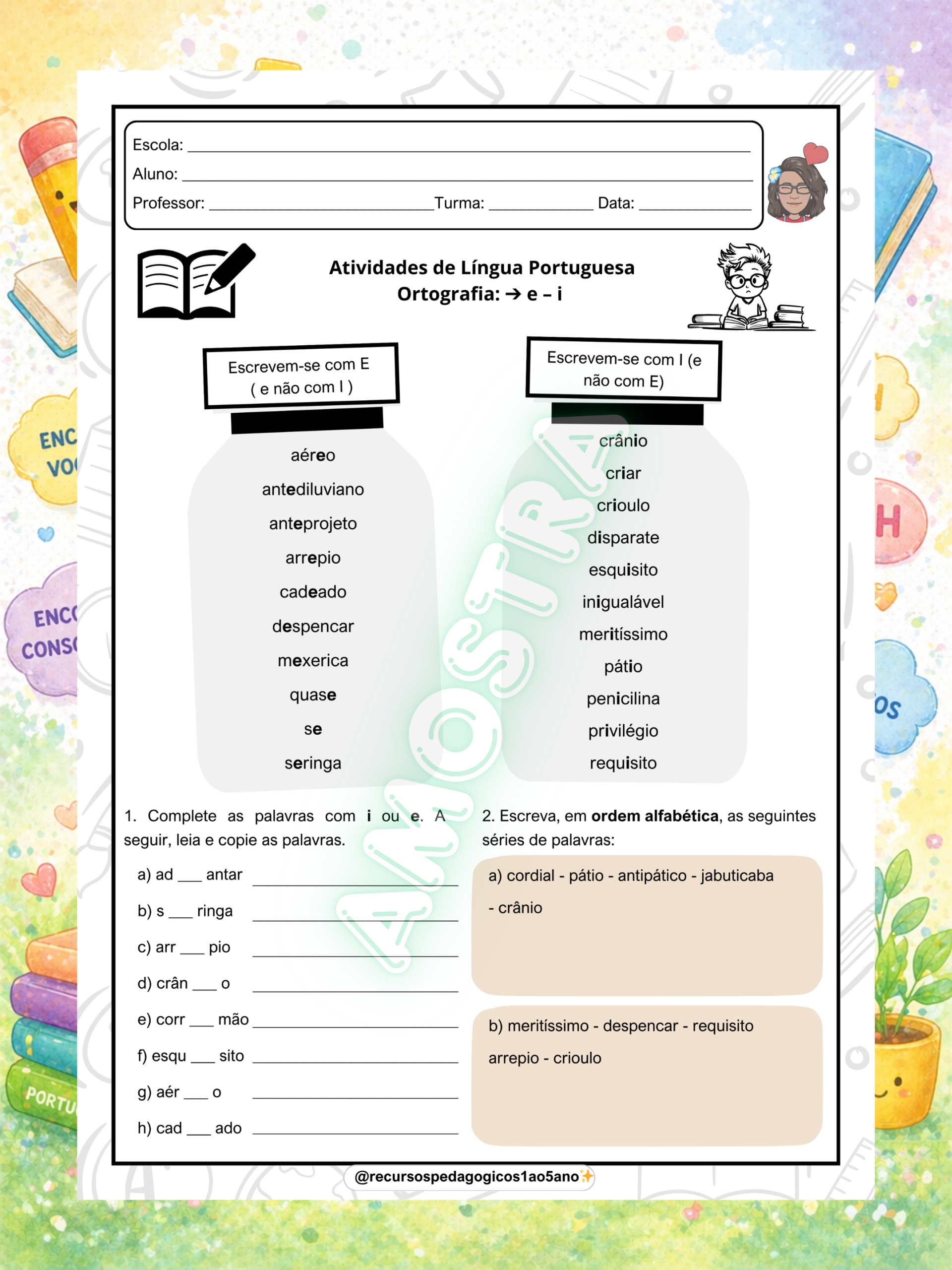 Encontros vocálicos, consonantais e dígrafos 3º ao 5º ano – PDF para Imprimir — amostra 5: Encontros vocálicos,…