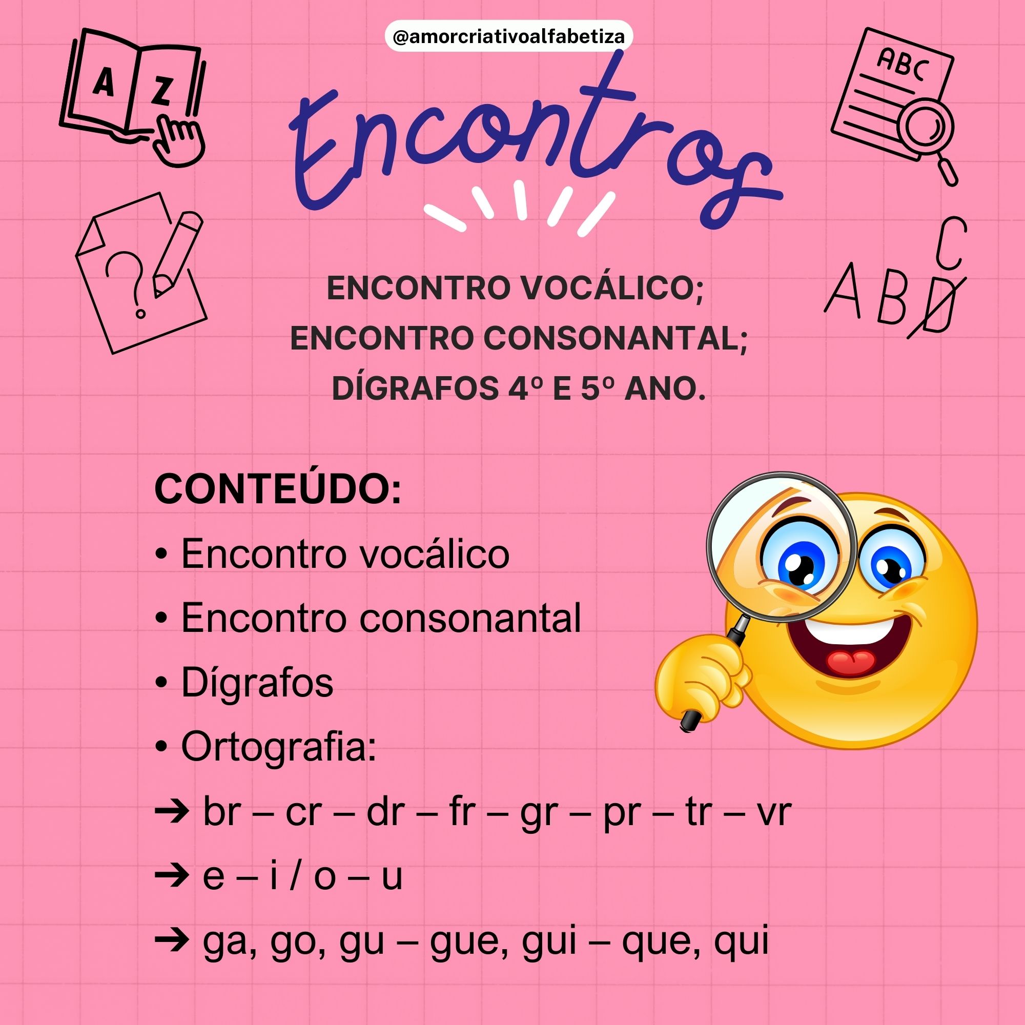 Encontros vocálicos, consonantais e dígrafos 3º ao 5º ano – PDF para Imprimir — Português para 5º ano: Encontros vocálicos,…