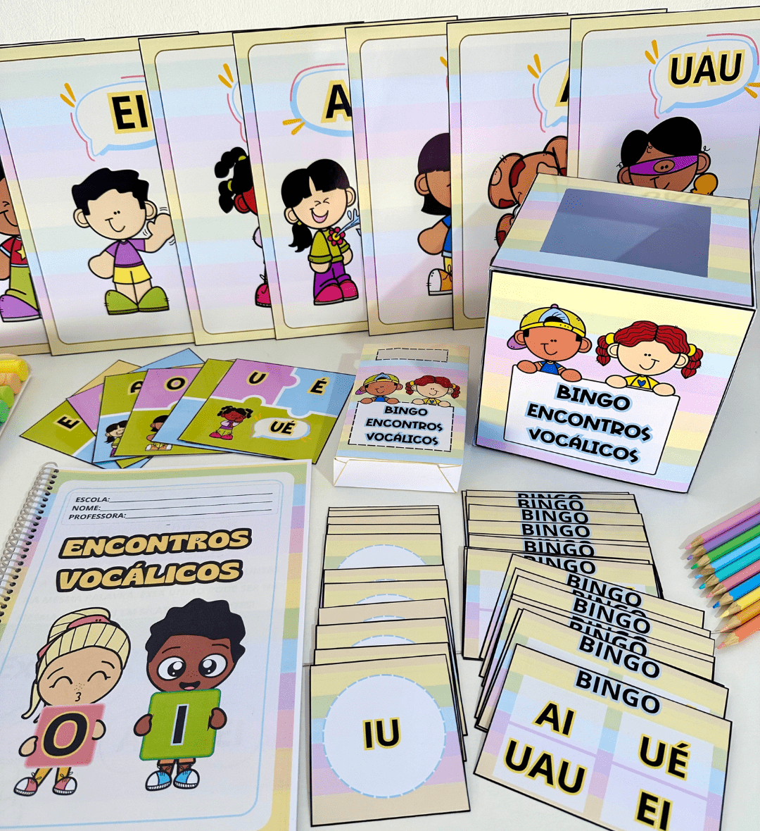 Encontros vocálicos: kit em PDF com bingo e atividades — Alfabetização para Educação Infantil: Explore encontros vocálicos…