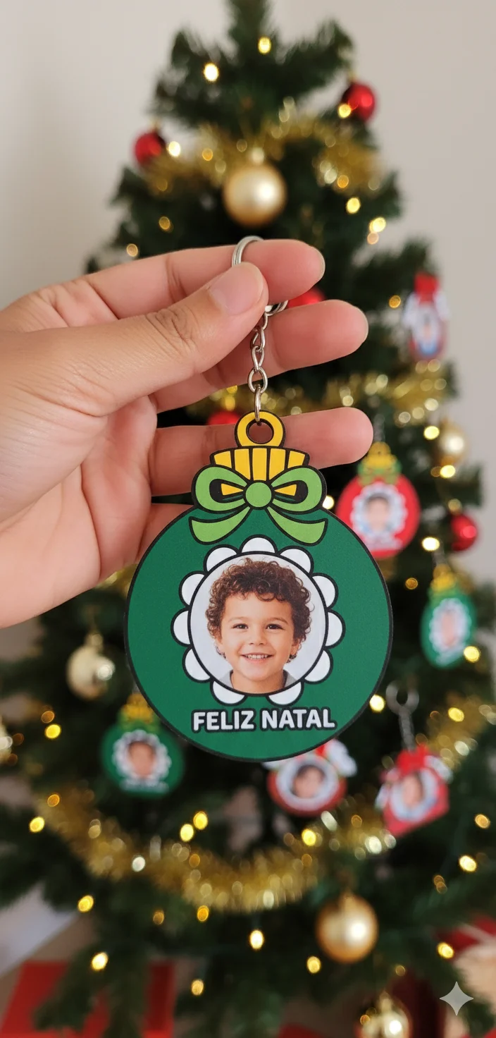 Enfeite de árvore ou chaveiro lembrancinha de Natal — amostra 5: *Chaveiro ou Enfeite de Natal Personalizado* – Vermelho e…