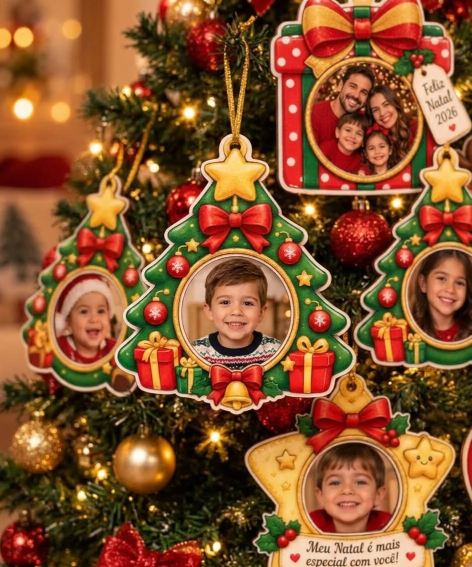 ENFEITES NATALINOS PORTA-FOTO / Decoração — amostra 1: 🎄 Uma decoração que guarda uma memória para sempre