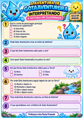 Ensino fundamental Ciclo da água história em quadrinhos — amostra 1: O que é