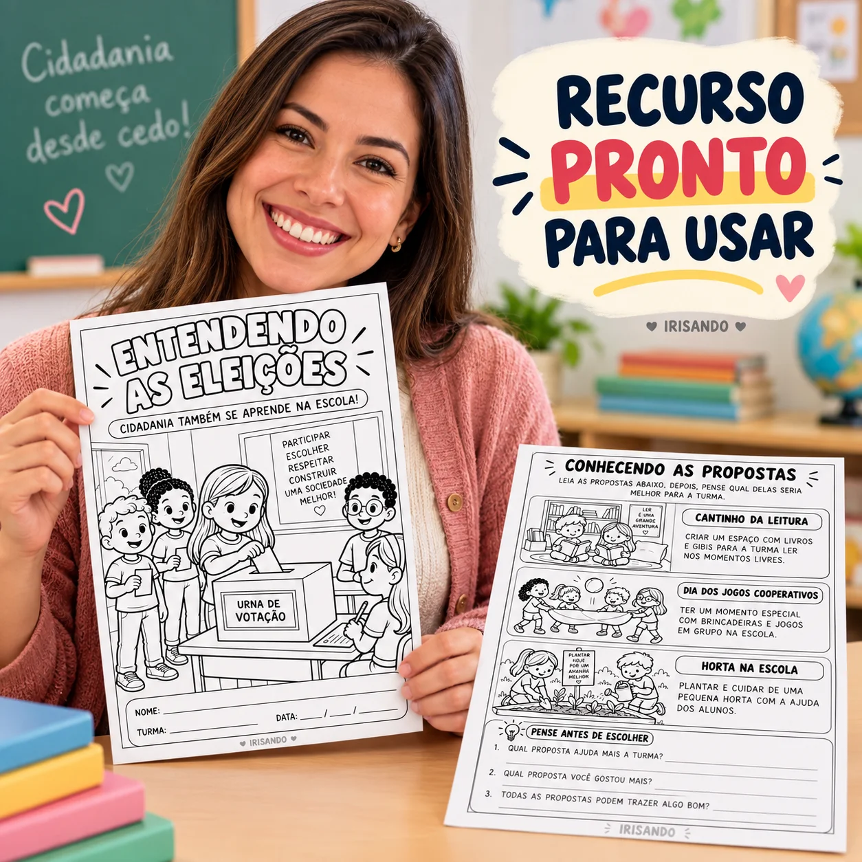 Entendendo as Eleições – Atividades Pedagógicas - 3° a 5° ano — amostra 1: O recurso apresenta atividades de leitura,…
