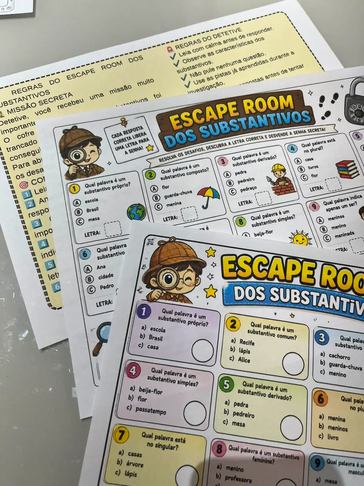 Escape Room dos Substantivos – Atividade — Alfabetização para 4º ano: Escape room de Língua Portuguesa para revisar…