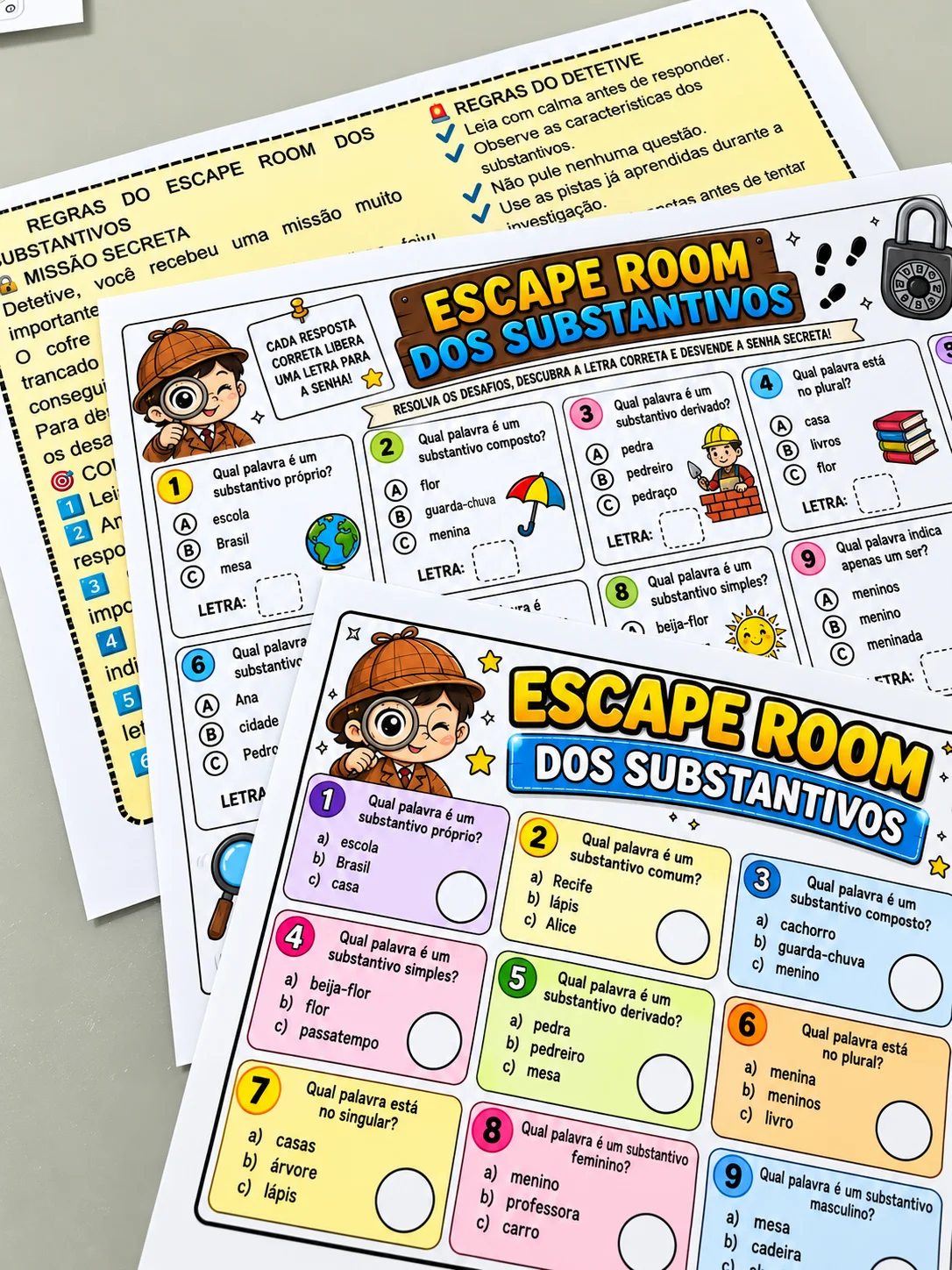 Escape Room dos Substantivos – Língua Portuguesa — capa do material
