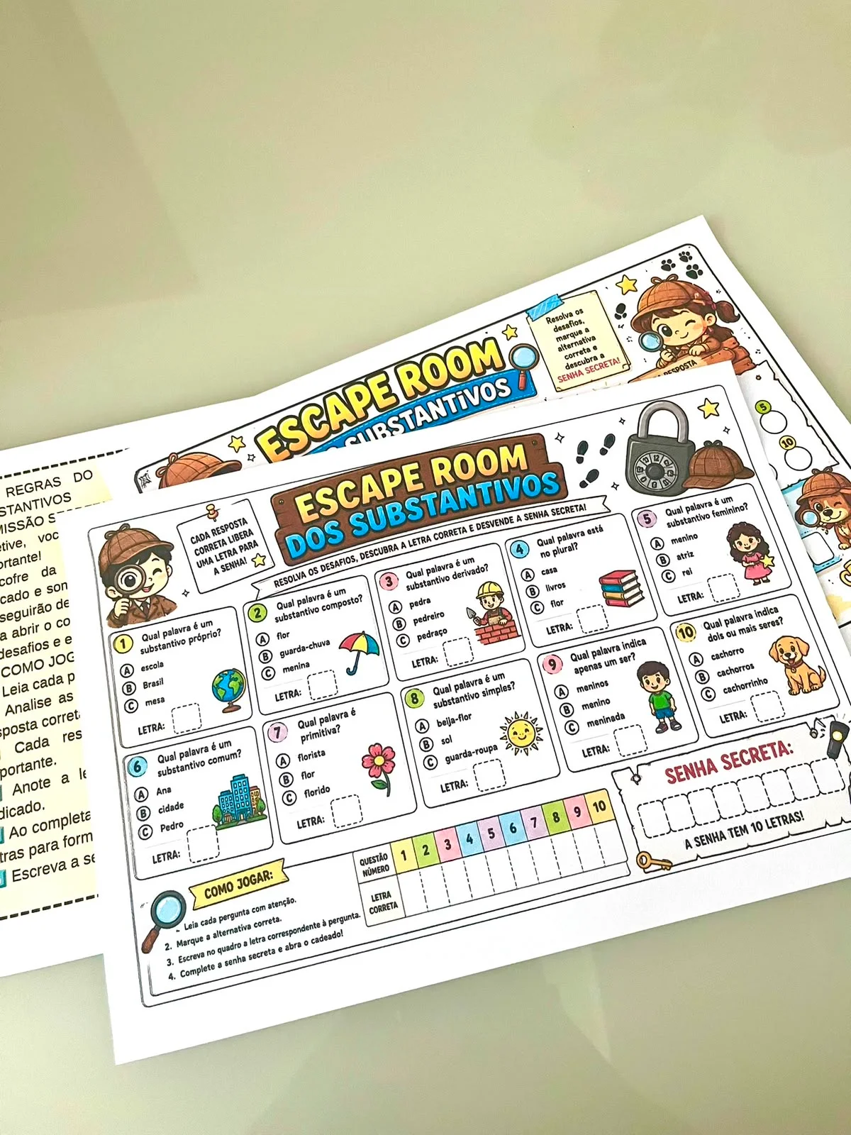 Escape Room dos Substantivos – Português — amostra 3: Escape room de Português para revisar substantivos comuns, próprios,…
