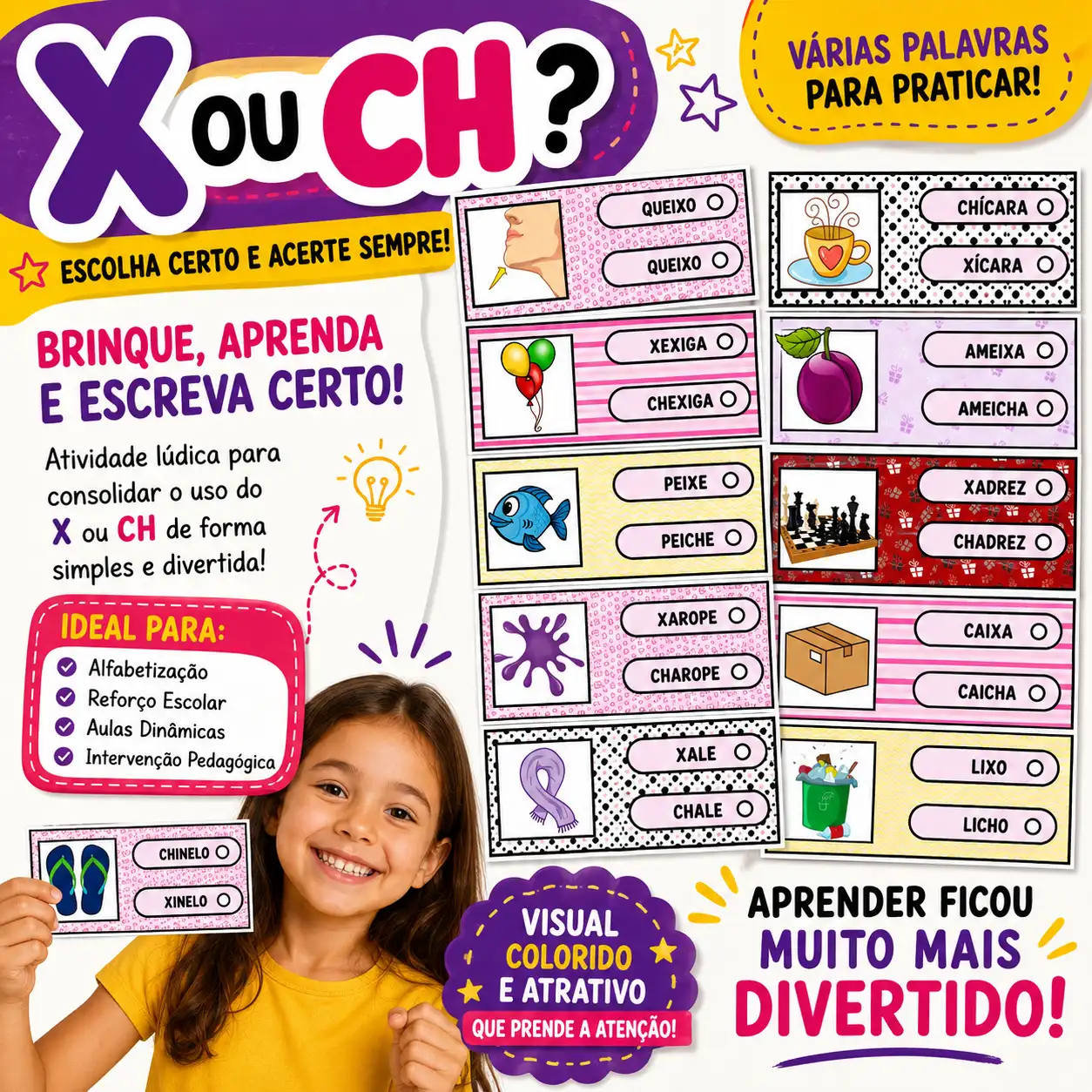 ESCREVE COM X OU CH? – ORTOGRAFIA SEM MISTÉRIOS! — capa do material