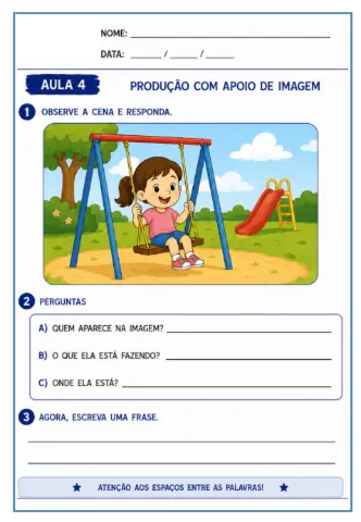 Escrita Organizada - produção de frases e textos-segmentação — amostra 3: ✔ produção textual