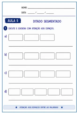 Escrita Organizada - produção de frases e textos-segmentação — amostra 4: ✔ autonomia na escrita