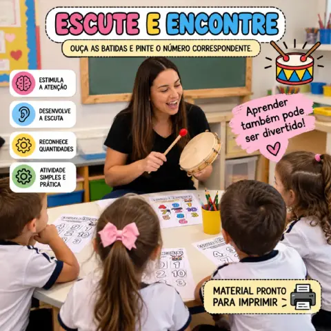 Escute e Encontre — Atividade de Percepção Auditiva e Números — amostra 1: Transforme a aprendizagem dos números em uma…