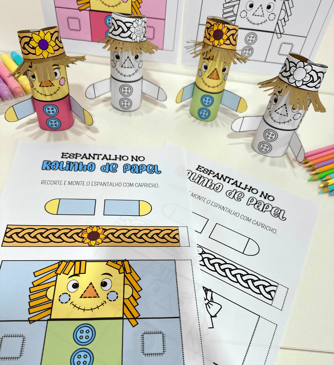 Espantalho de Festa Junina: Atividade com Rolinho em PDF — amostra 2: O que vem no material