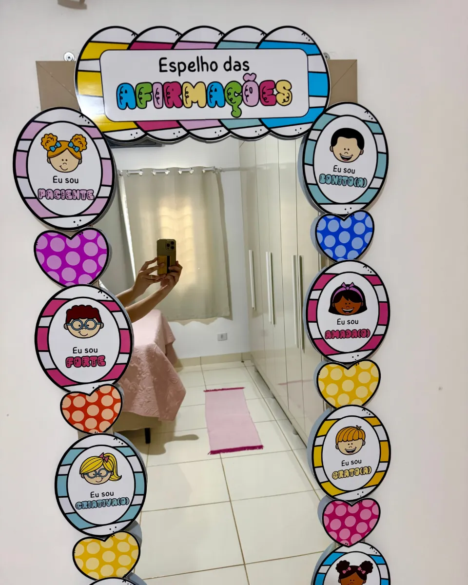 Espelho das Afirmações para Educação Infantil e Anos Iniciais — amostra 2: O material vai ilustrado e ampliado, facilitando…