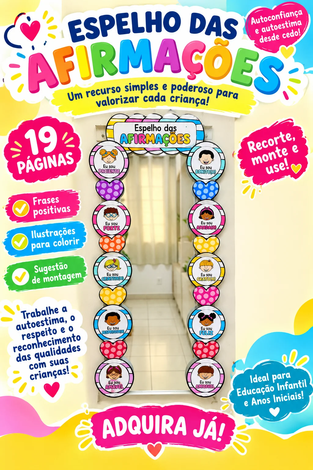 Espelho das Afirmações para Educação Infantil em PDF — Atividades para Educação Infantil: Material pedagógico com espelho…