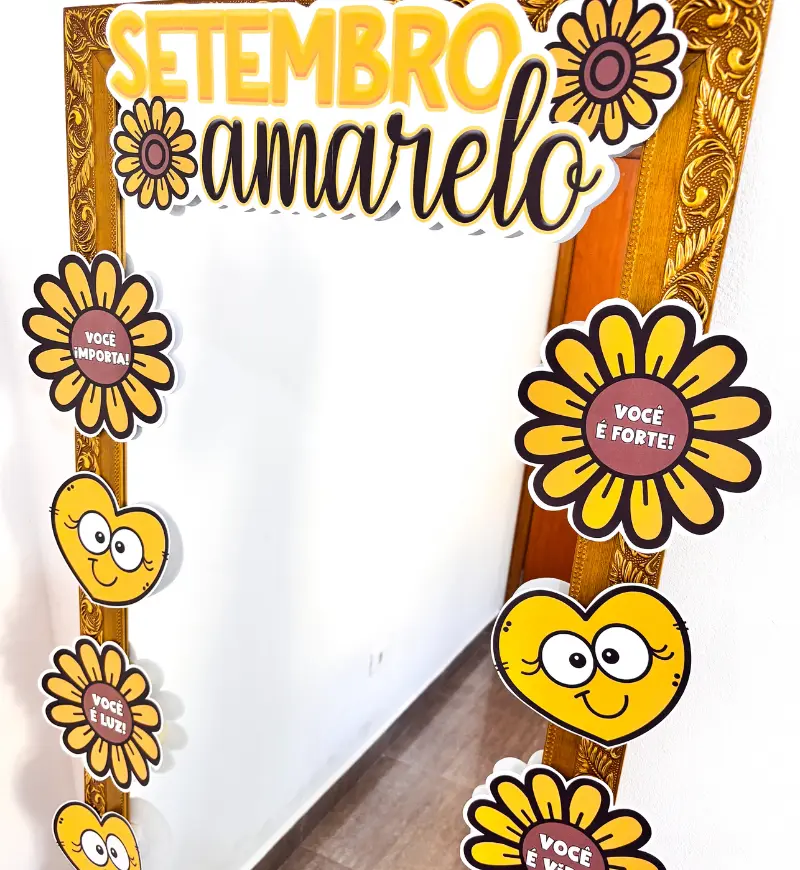 Espelho das Afirmações para Setembro Amarelo em PDF — amostra 5: Leve acolhimento aos espaços escolares com uma moldura…