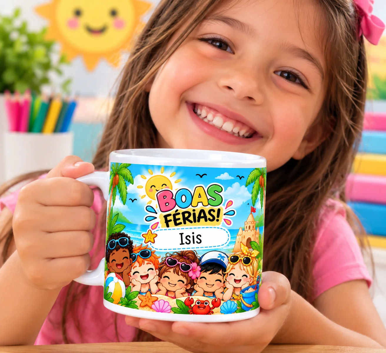Estampa para Caneca Boas Férias – Editável no Canva — Alfabetização para Todas as séries: Estampa para Caneca Boas Férias…
