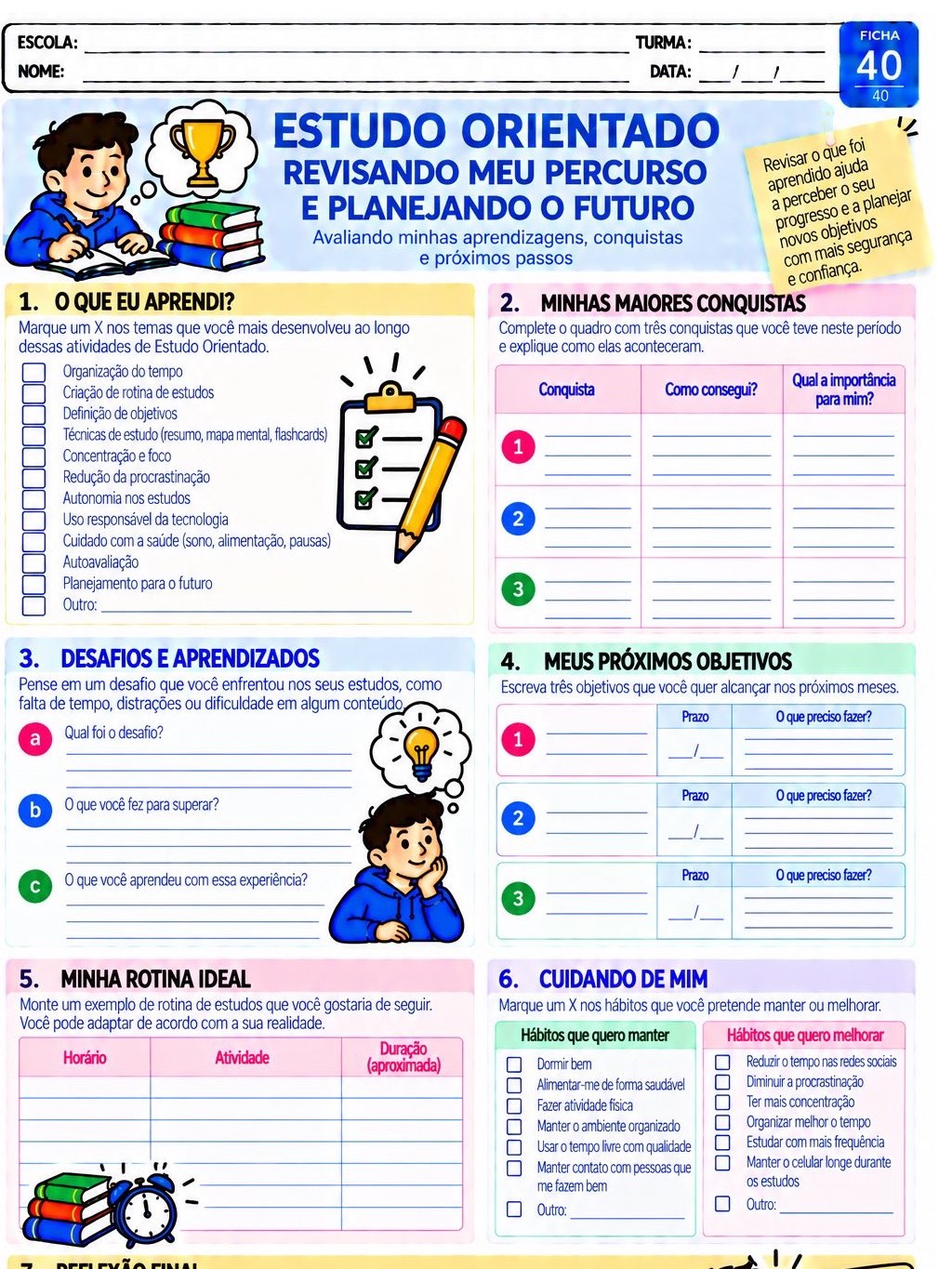 Estudo Orientado: 40 Atividades Prontas para Imprimir — amostra 1: 40 atividades de Estudo Orientado prontas para imprimir