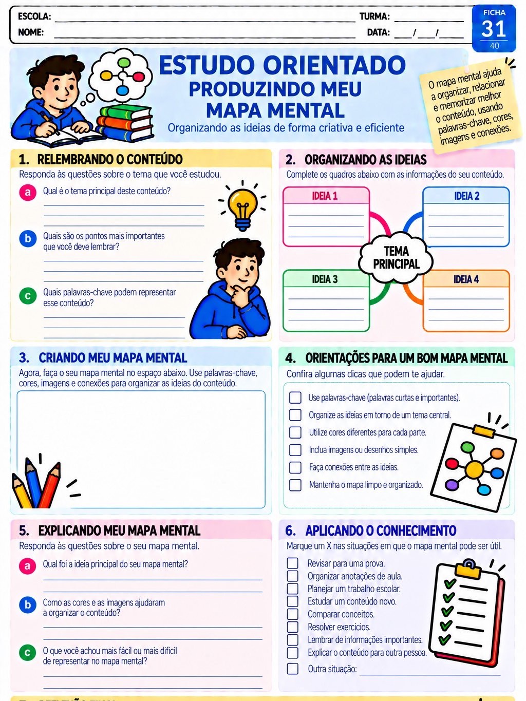 Estudo Orientado: 40 Atividades Prontas para Imprimir — amostra 4: 40 atividades de Estudo Orientado prontas para imprimir