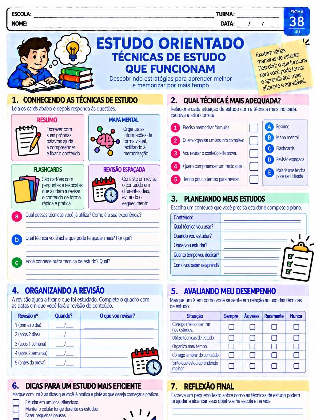 Estudo Orientado: 40 Atividades Prontas para Imprimir — amostra 5: 40 atividades de Estudo Orientado prontas para imprimir