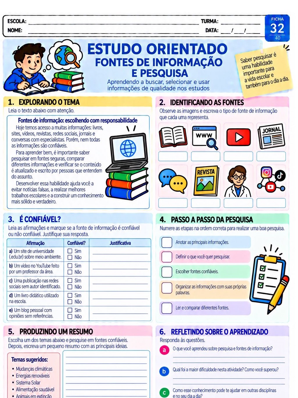 Estudo Orientado: 40 Atividades Prontas para Imprimir — amostra 6: 40 atividades de Estudo Orientado prontas para imprimir