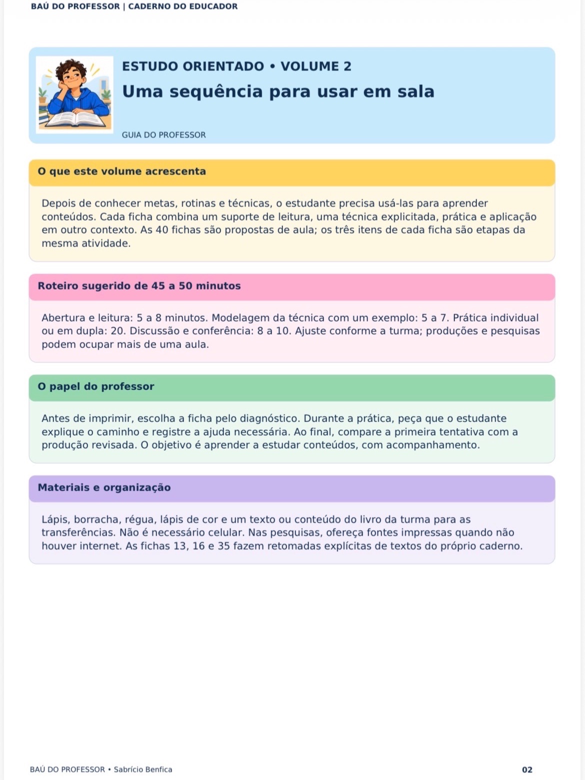 Estudo Orientado – Volume 2 | 40 Atividades de Técnicas de Estudo –l — amostra 1: Ajude seus alunos a aprender como estudar!