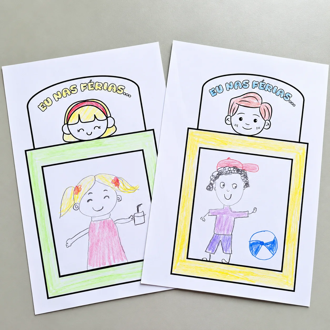 Eu nas Férias – Atividade de Desenho para Educação Infantil — amostra 2: Material Eu nas Férias com 6 páginas para…