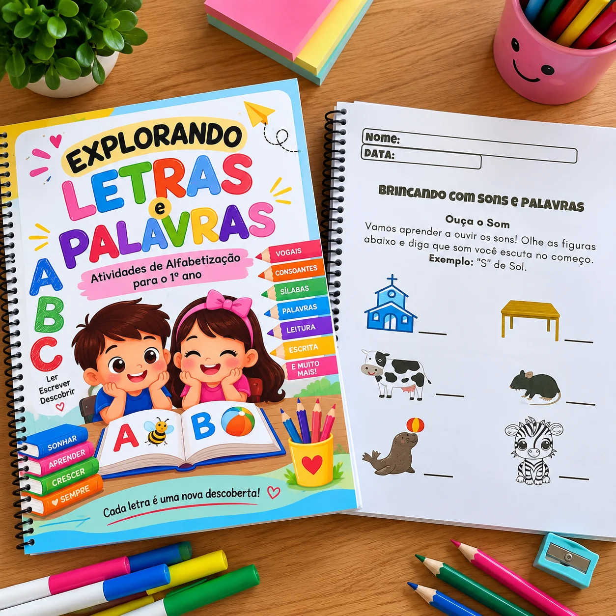 Explorando Letras e Palavras – Atividades Alfabetização para o 1º Ano — capa do material